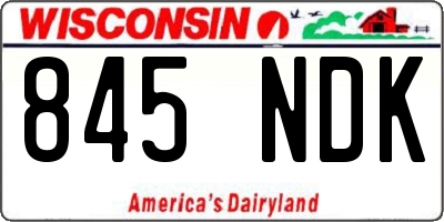 WI license plate 845NDK