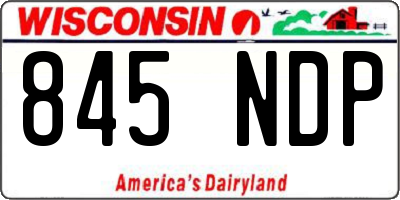 WI license plate 845NDP