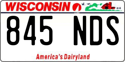 WI license plate 845NDS