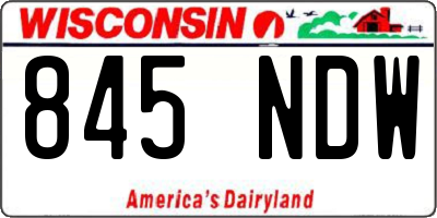 WI license plate 845NDW