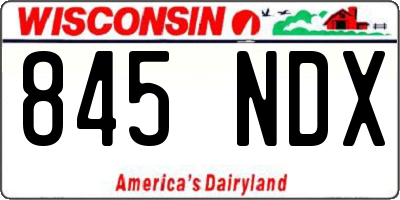 WI license plate 845NDX