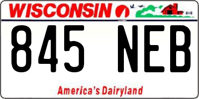 WI license plate 845NEB