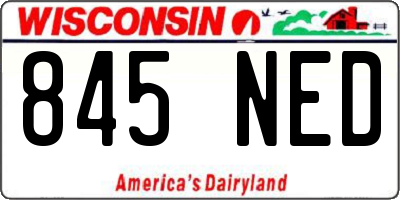 WI license plate 845NED