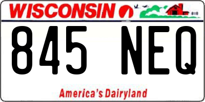 WI license plate 845NEQ