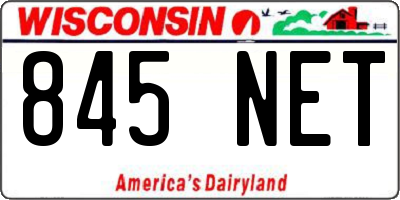 WI license plate 845NET