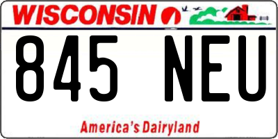 WI license plate 845NEU