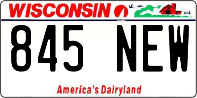 WI license plate 845NEW
