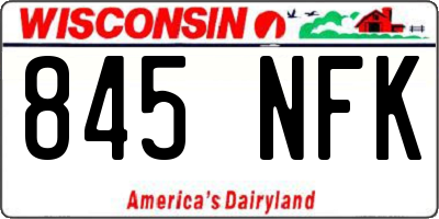 WI license plate 845NFK