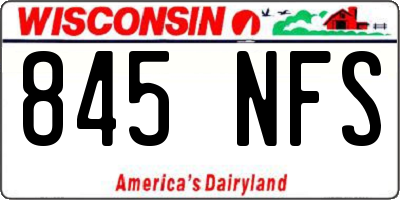 WI license plate 845NFS