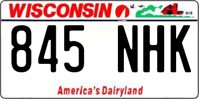WI license plate 845NHK