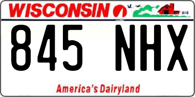 WI license plate 845NHX