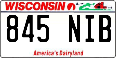 WI license plate 845NIB