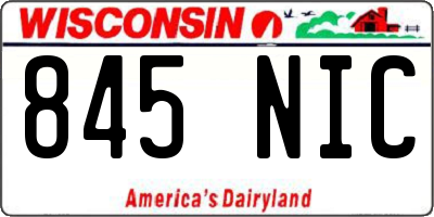 WI license plate 845NIC