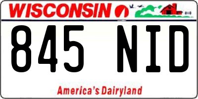 WI license plate 845NID