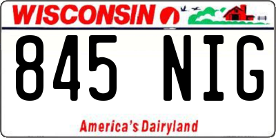 WI license plate 845NIG