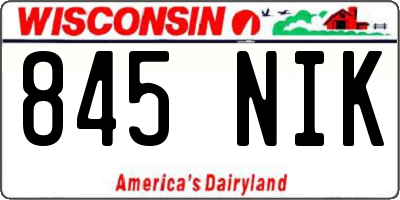 WI license plate 845NIK