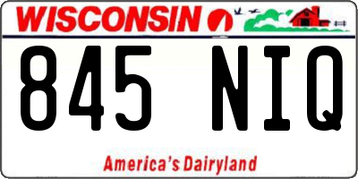 WI license plate 845NIQ
