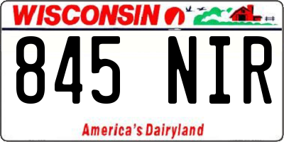 WI license plate 845NIR