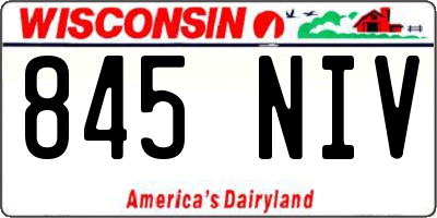 WI license plate 845NIV