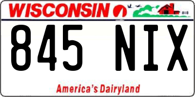 WI license plate 845NIX