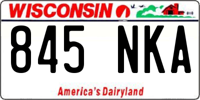WI license plate 845NKA