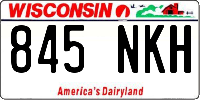 WI license plate 845NKH