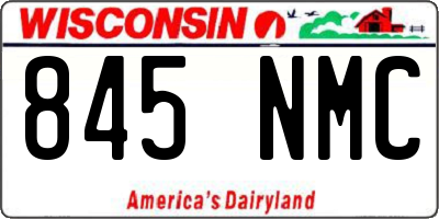 WI license plate 845NMC