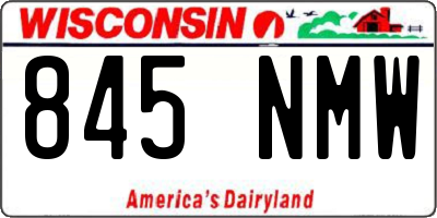 WI license plate 845NMW
