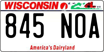 WI license plate 845NOA