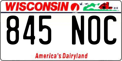 WI license plate 845NOC