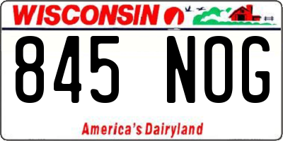 WI license plate 845NOG