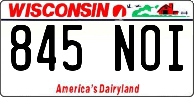 WI license plate 845NOI