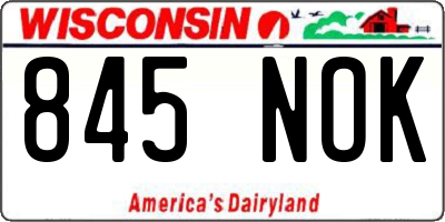 WI license plate 845NOK
