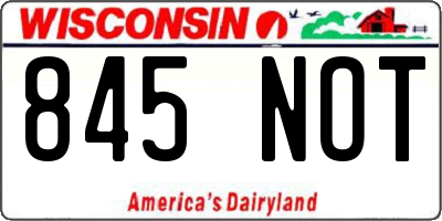 WI license plate 845NOT