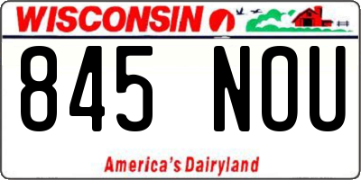 WI license plate 845NOU