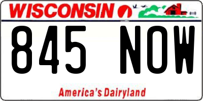 WI license plate 845NOW