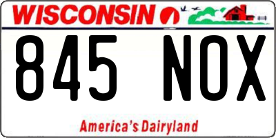 WI license plate 845NOX