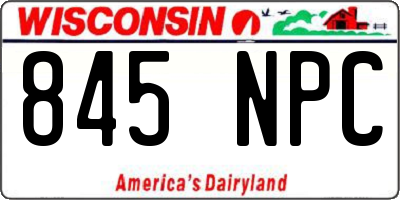 WI license plate 845NPC