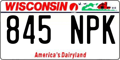 WI license plate 845NPK