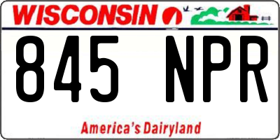 WI license plate 845NPR