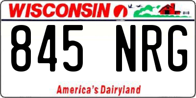 WI license plate 845NRG