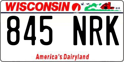 WI license plate 845NRK