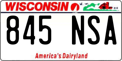 WI license plate 845NSA