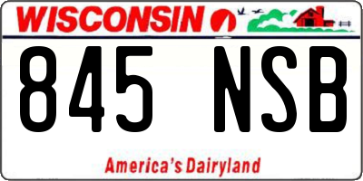 WI license plate 845NSB