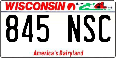 WI license plate 845NSC