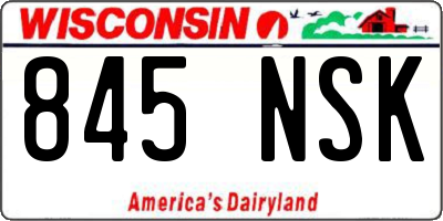 WI license plate 845NSK