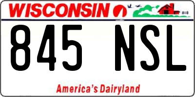 WI license plate 845NSL
