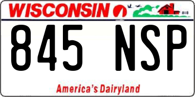 WI license plate 845NSP