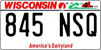 WI license plate 845NSQ