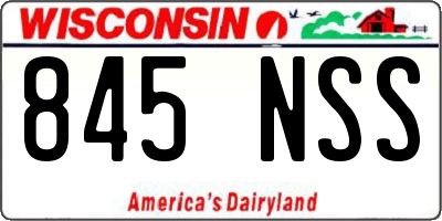 WI license plate 845NSS